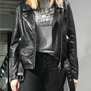 All Saints Black Leather Biker Jacket